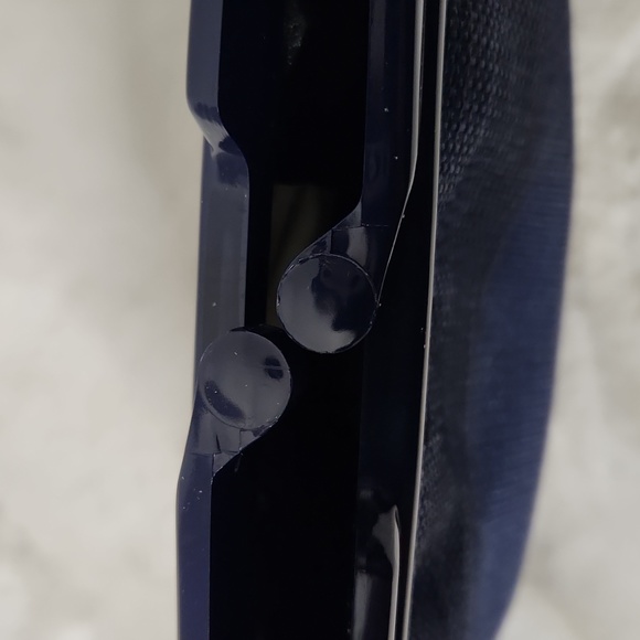 Vintage Italian blue Raffia woven clutch Kiss Clasp Classic Event Clutch - Picture 6 of 8